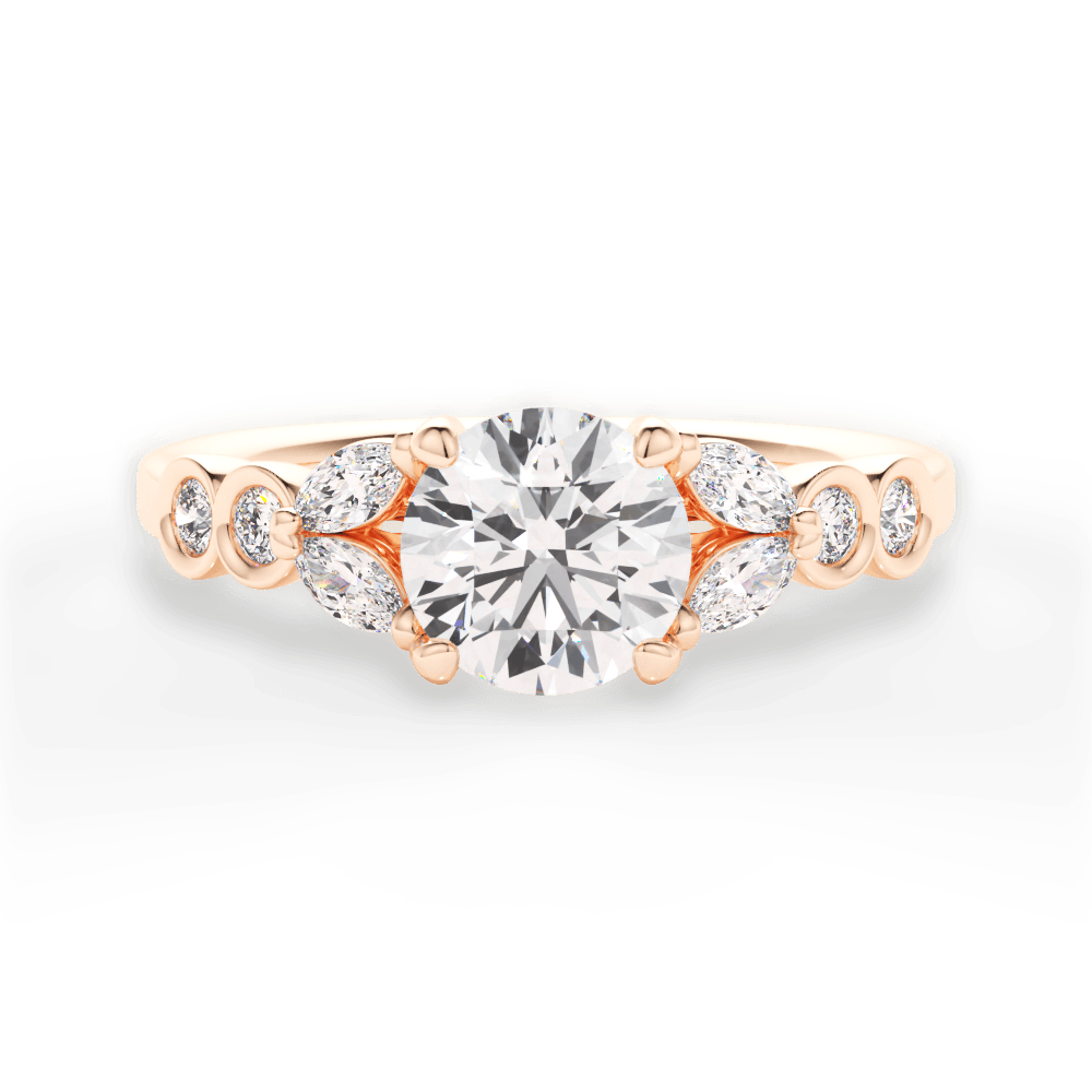14kt Rose Gold/18kt Rose Gold/round/top