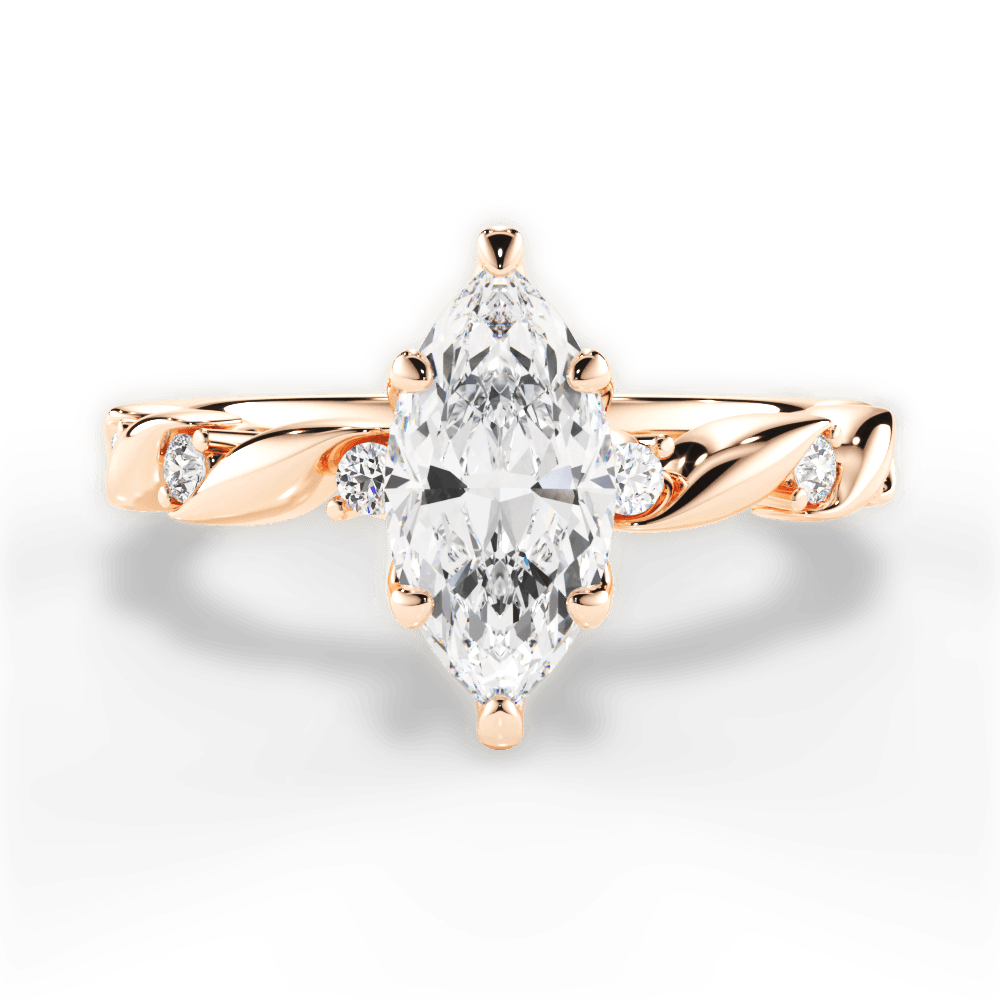 14kt Rose Gold/18kt Rose Gold/marquise/top