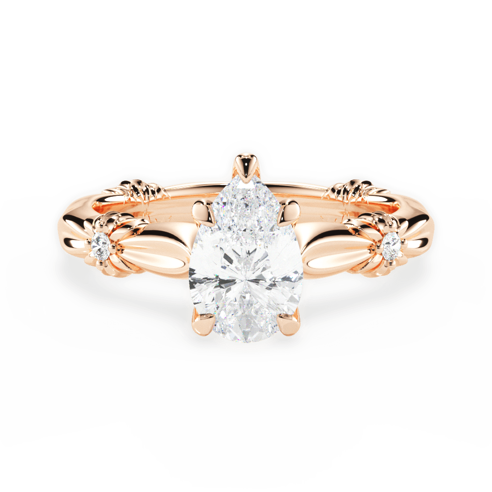 14kt Rose Gold/18kt Rose Gold/pear/top