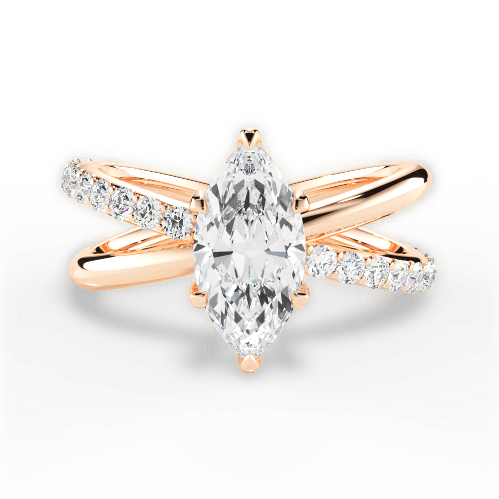 14kt Rose Gold/18kt Rose Gold/marquise/top