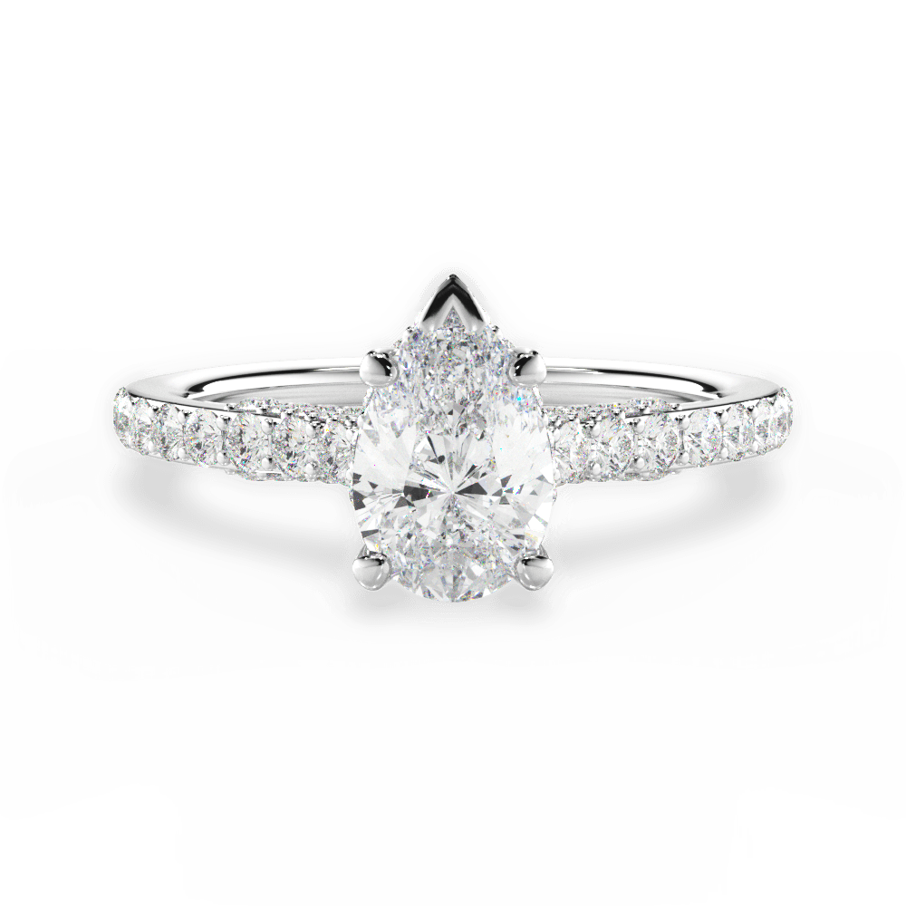 14kt White Gold/18kt White Gold/Platinum/pear/top