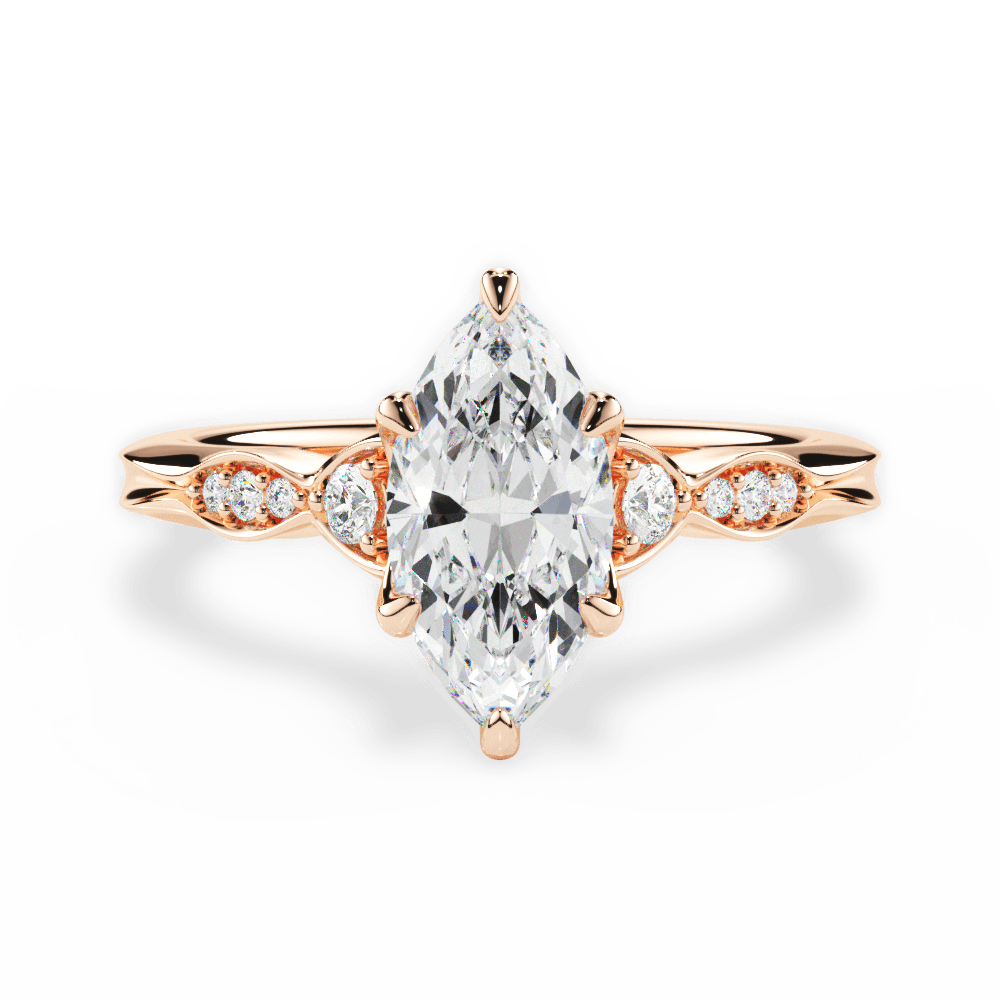 14kt Rose Gold/18kt Rose Gold/marquise/top