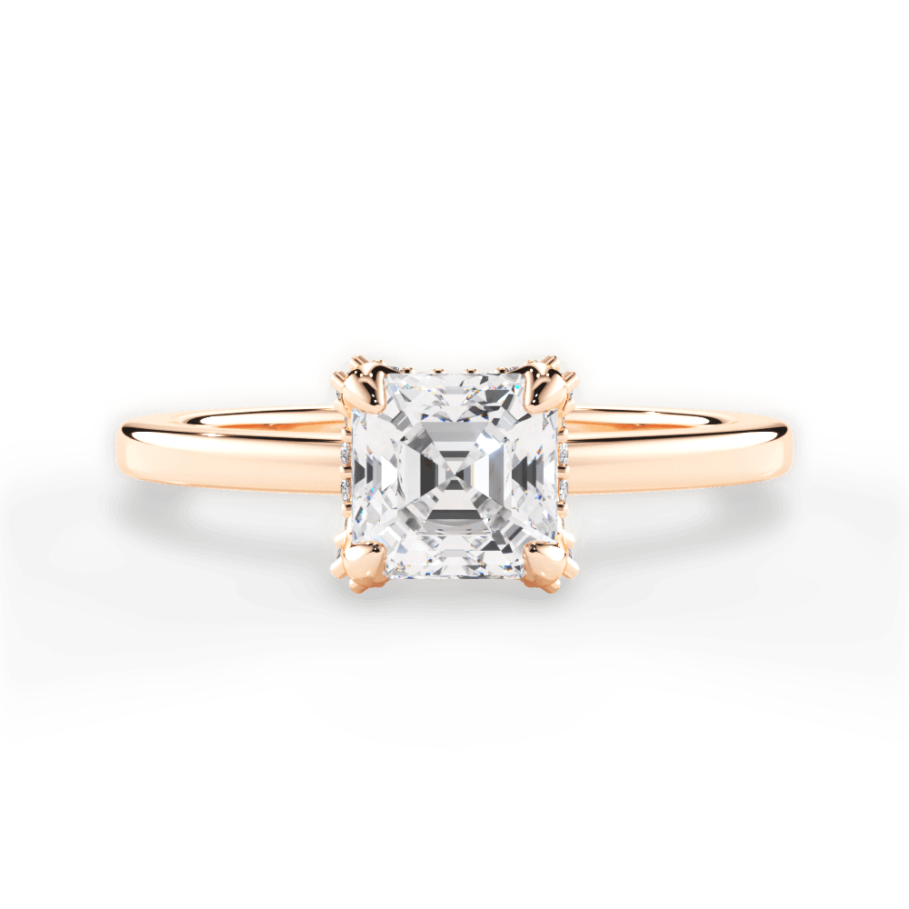 14kt Rose Gold/18kt Rose Gold/asscher/top