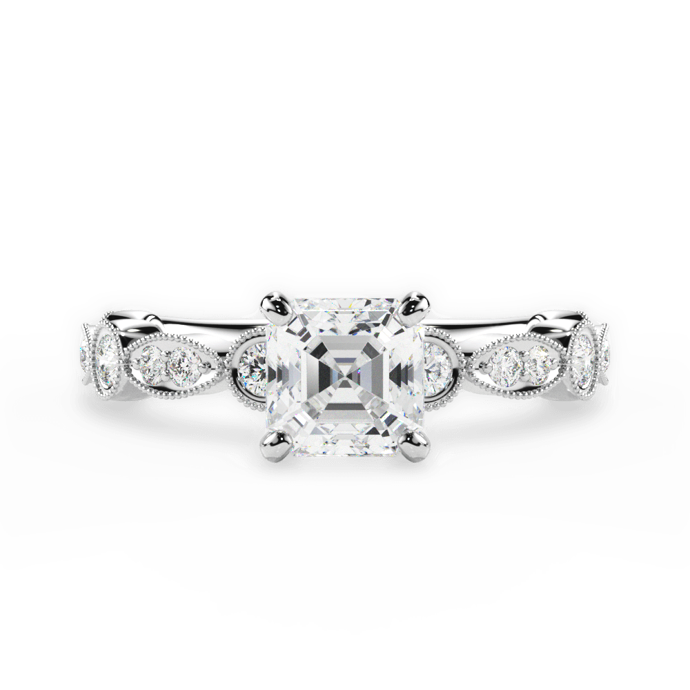 14kt White Gold/18kt White Gold/Platinum/asscher/top