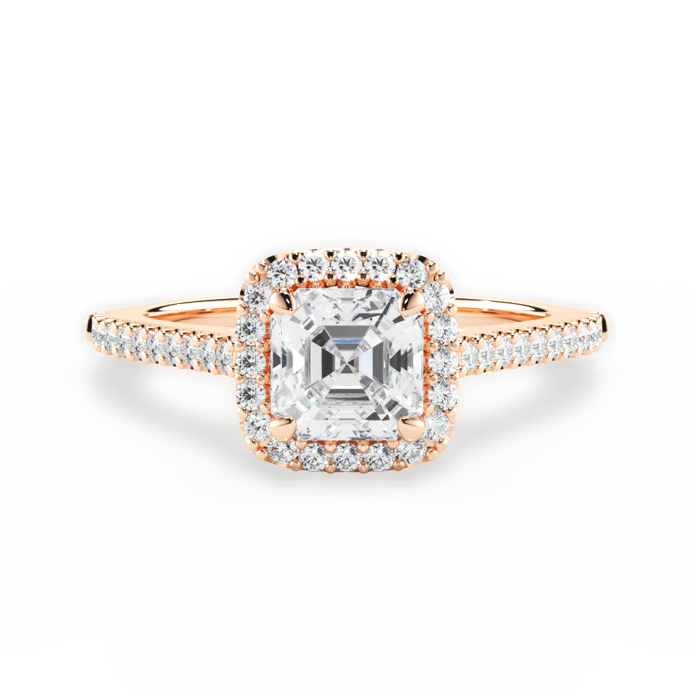 14kt Rose Gold/18kt Rose Gold/asscher/top