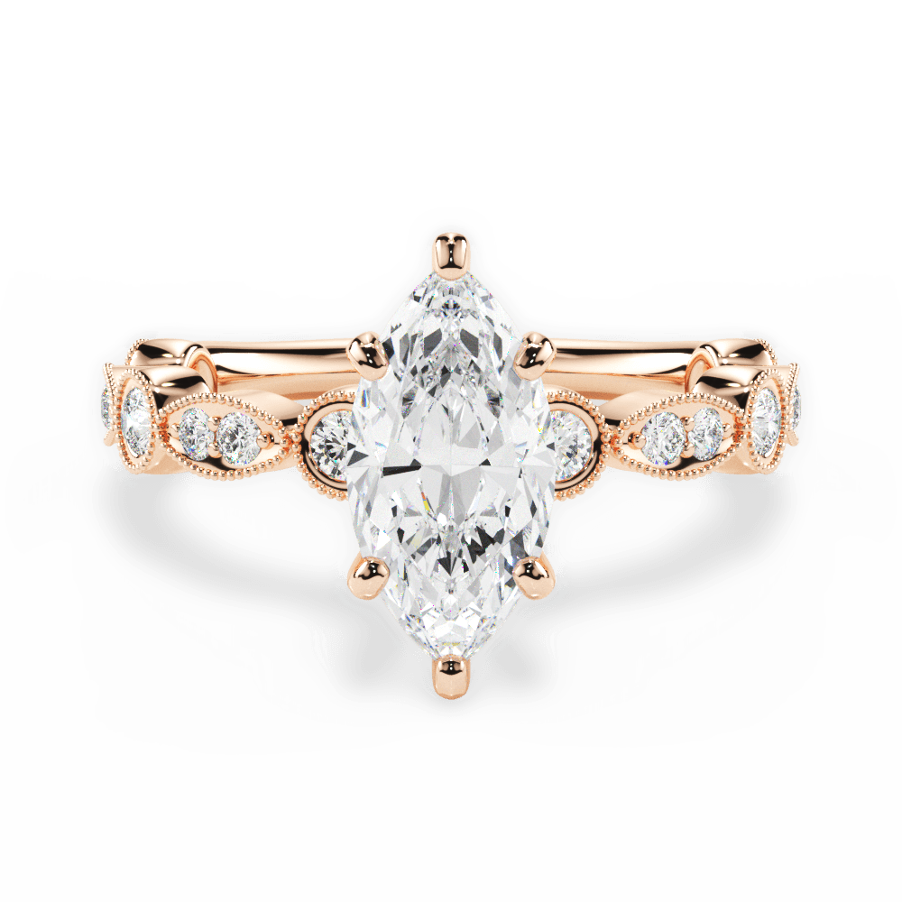 14kt Rose Gold/18kt Rose Gold/marquise/top