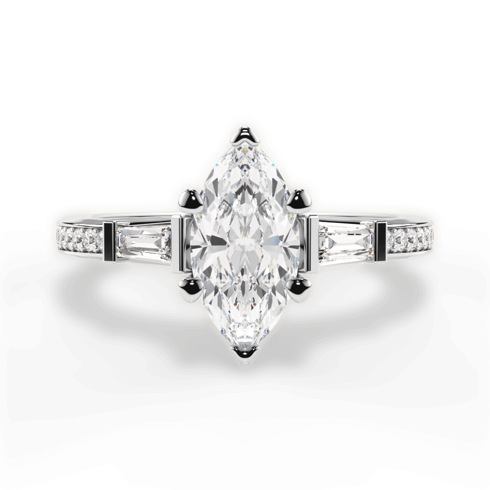 14kt White Gold/18kt White Gold/Platinum/marquise/top