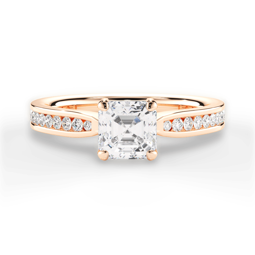 14kt Rose Gold/18kt Rose Gold/asscher/top