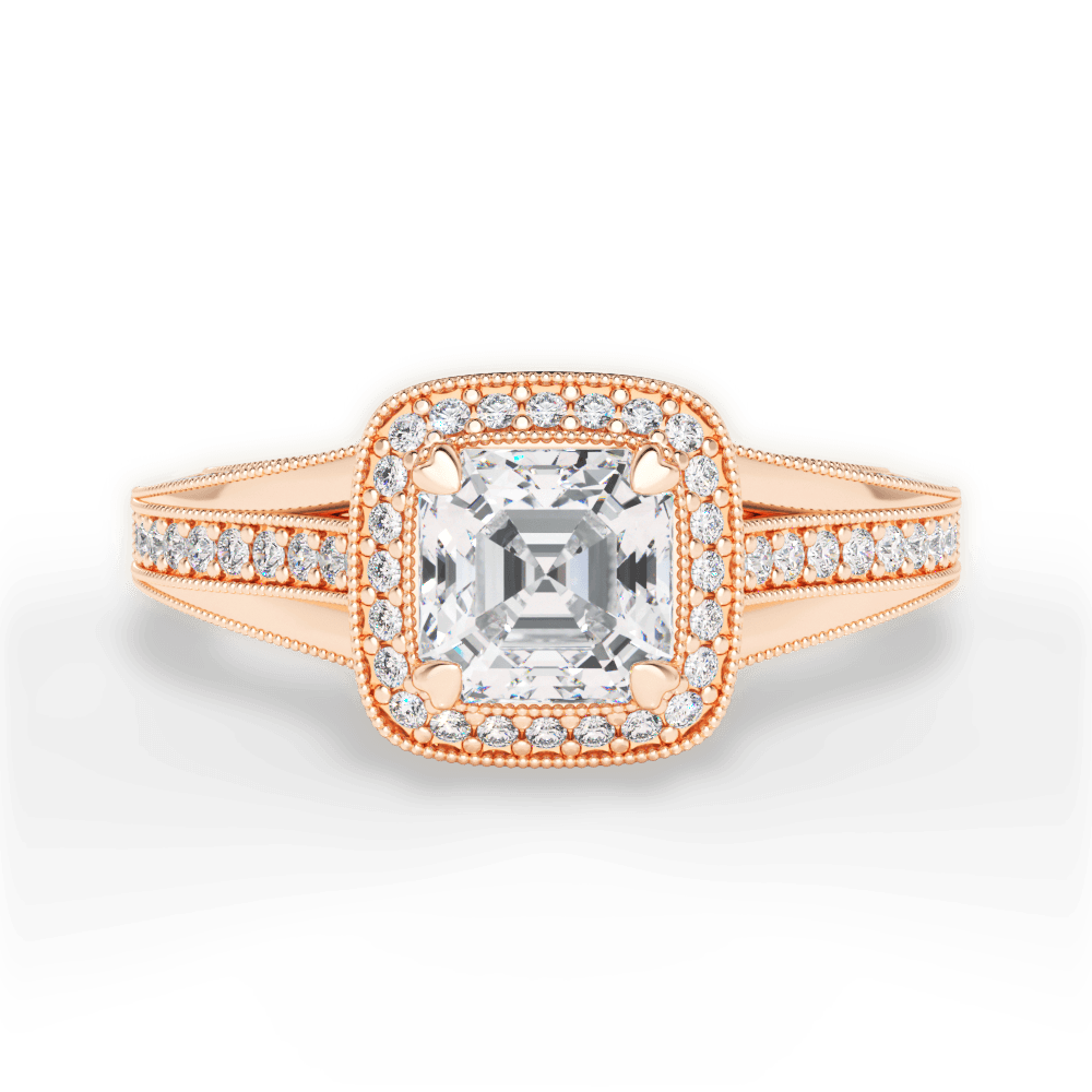 14kt Rose Gold/18kt Rose Gold/asscher/top