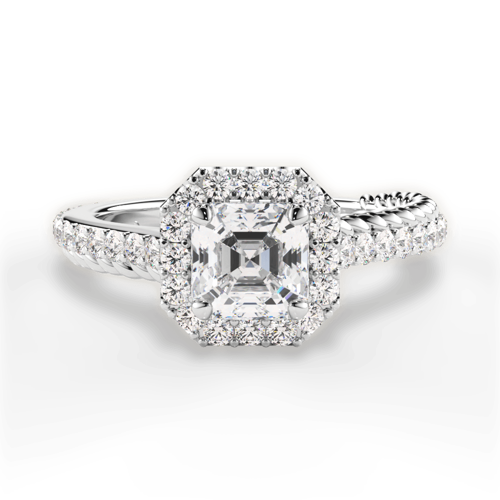 14kt White Gold/18kt White Gold/Platinum/asscher/top