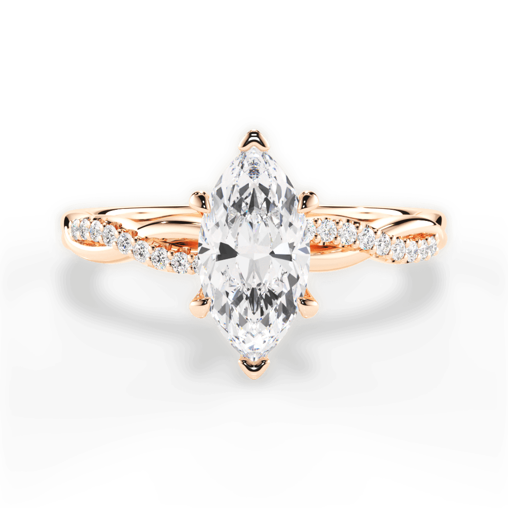 14kt Rose Gold/18kt Rose Gold/marquise/top