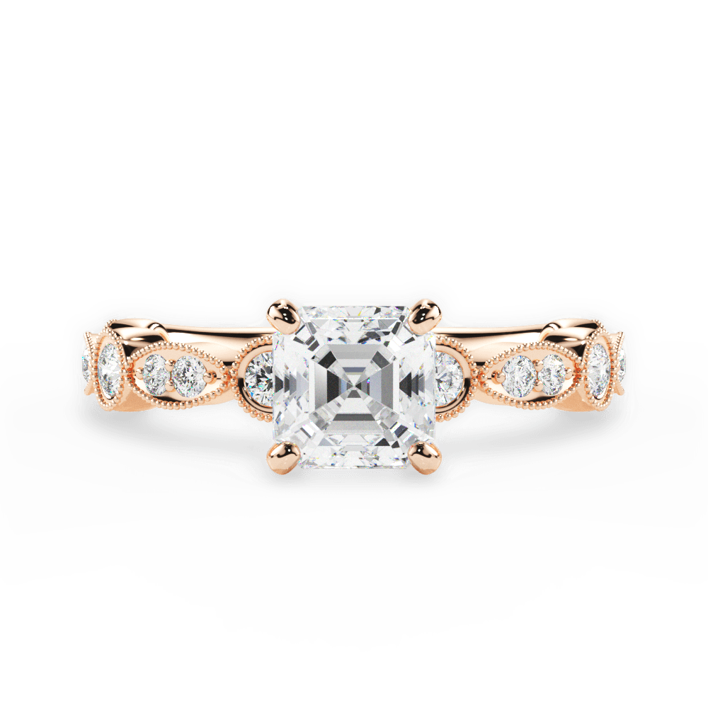 14kt Rose Gold/18kt Rose Gold/asscher/top