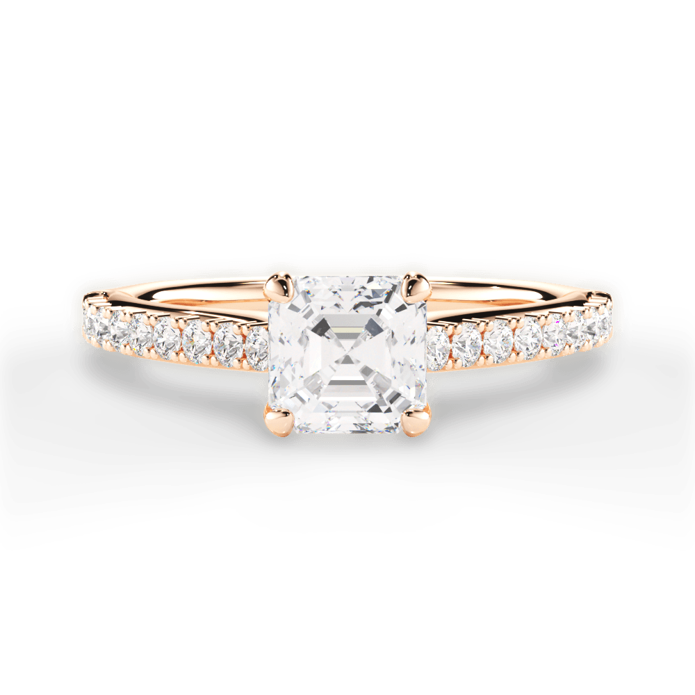 14kt Rose Gold/18kt Rose Gold/asscher/top