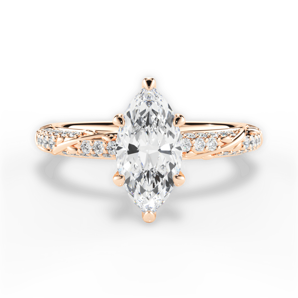 14kt Rose Gold/18kt Rose Gold/marquise/top