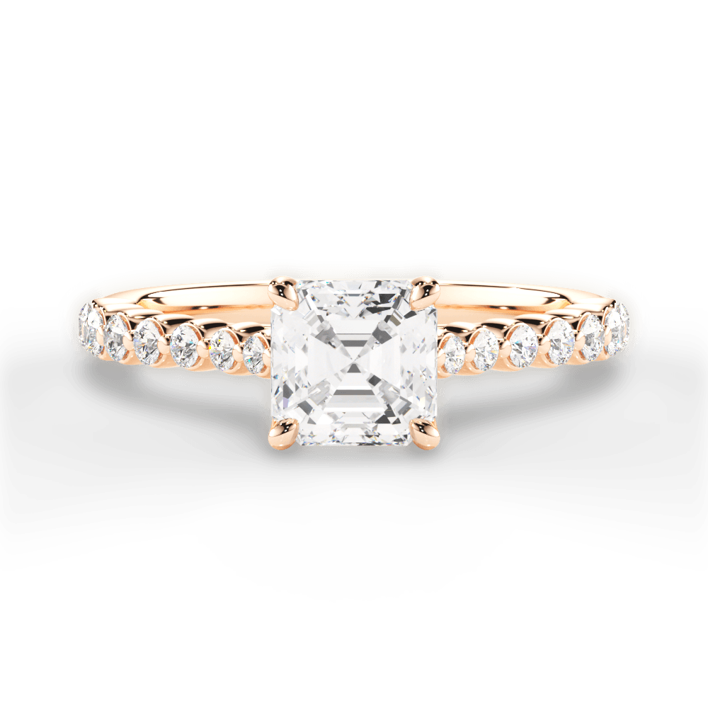 14kt Rose Gold/18kt Rose Gold/asscher/top