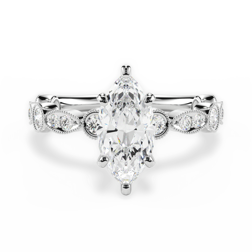 14kt White Gold/18kt White Gold/Platinum/marquise/top