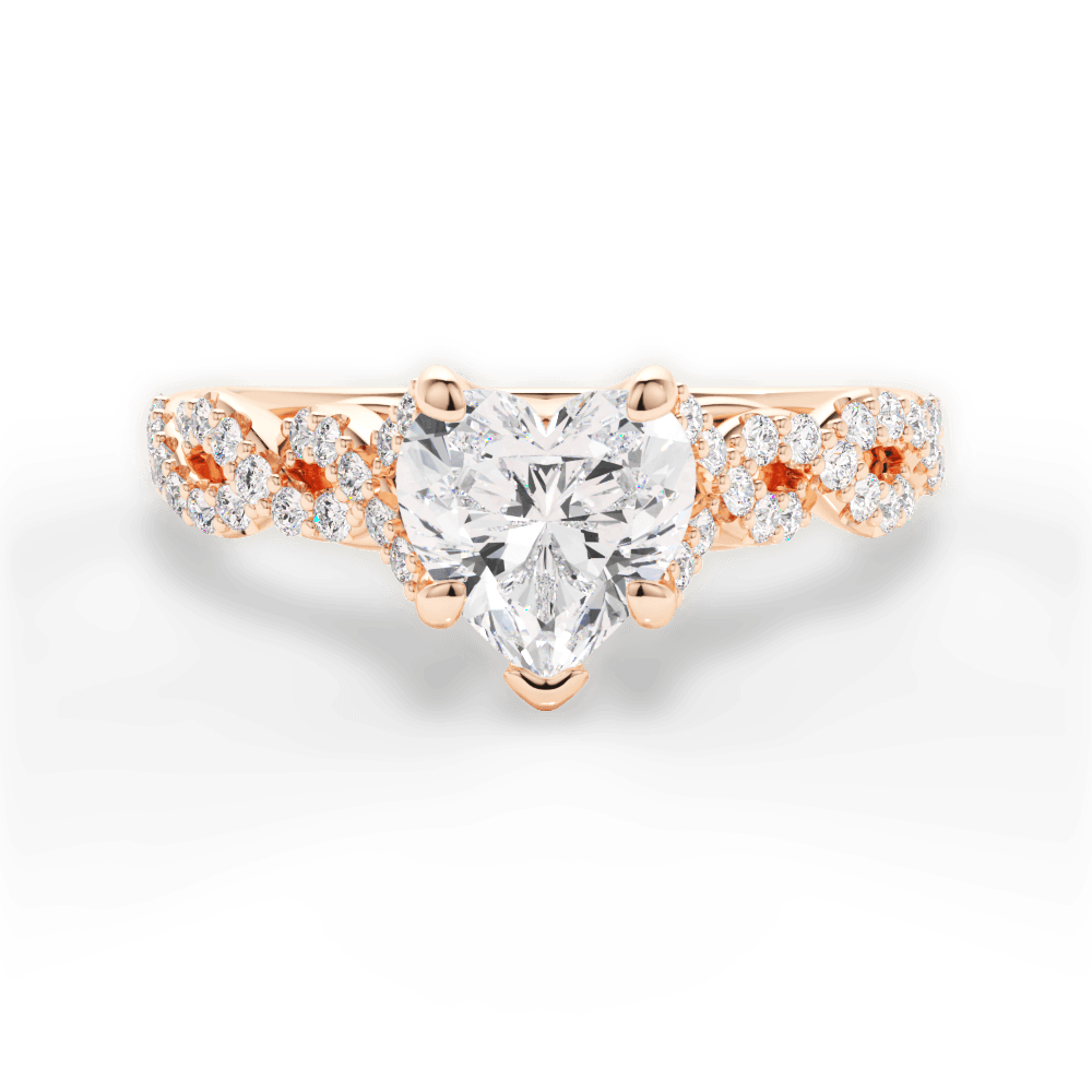 14kt Rose Gold/18kt Rose Gold/heart/top
