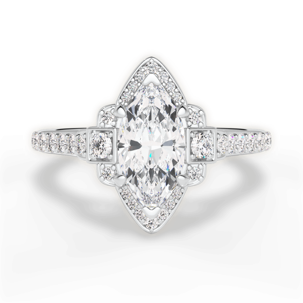 14kt White Gold/18kt White Gold/Platinum/marquise/top