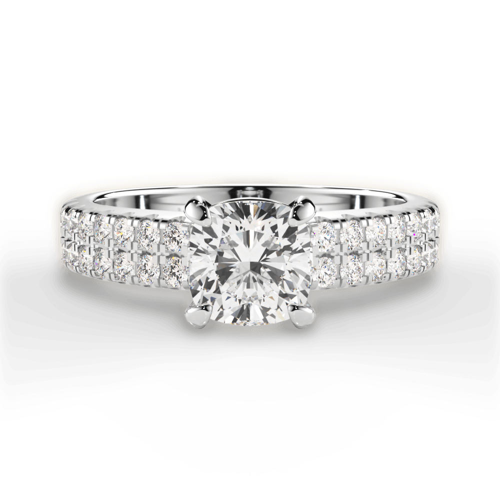 14kt White Gold/18kt White Gold/Platinum/cushion/top