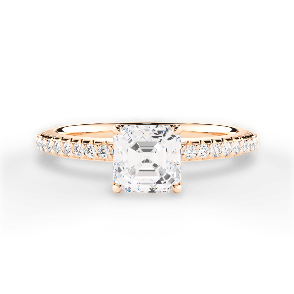 14kt Rose Gold/18kt Rose Gold/asscher/top