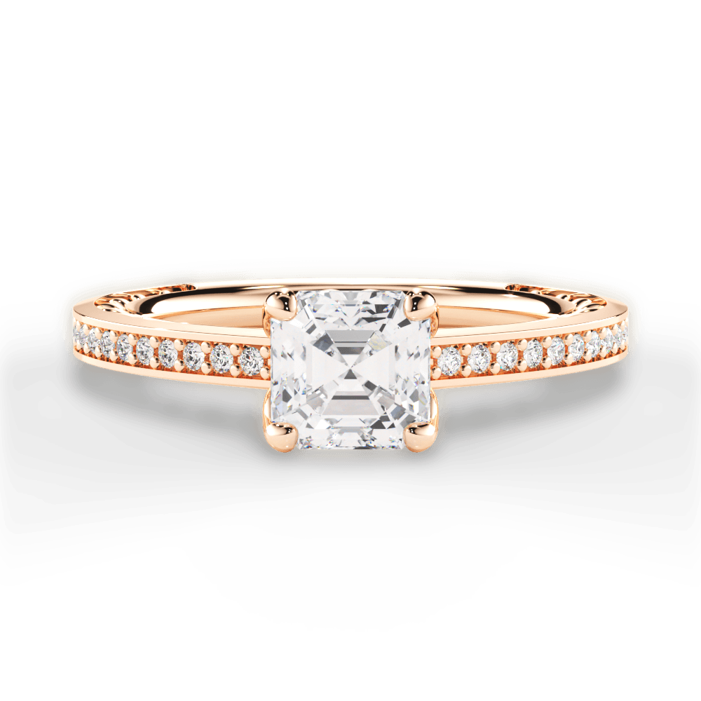 14kt Rose Gold/18kt Rose Gold/asscher/top