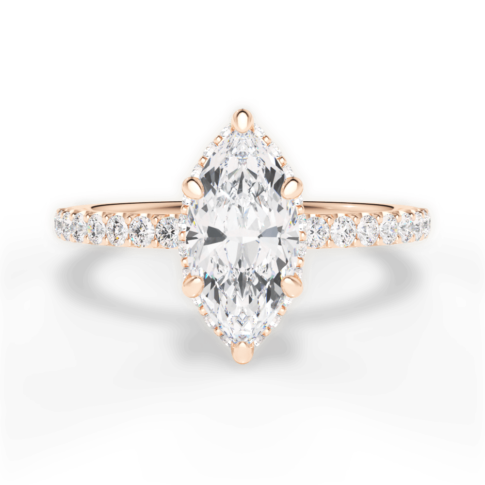 14kt Rose Gold/18kt Rose Gold/marquise/top