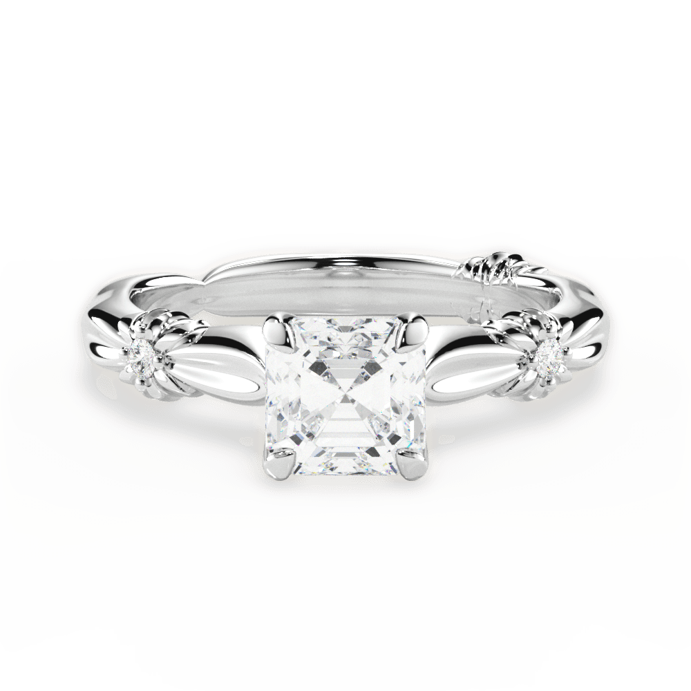 14kt White Gold/18kt White Gold/Platinum/asscher/top