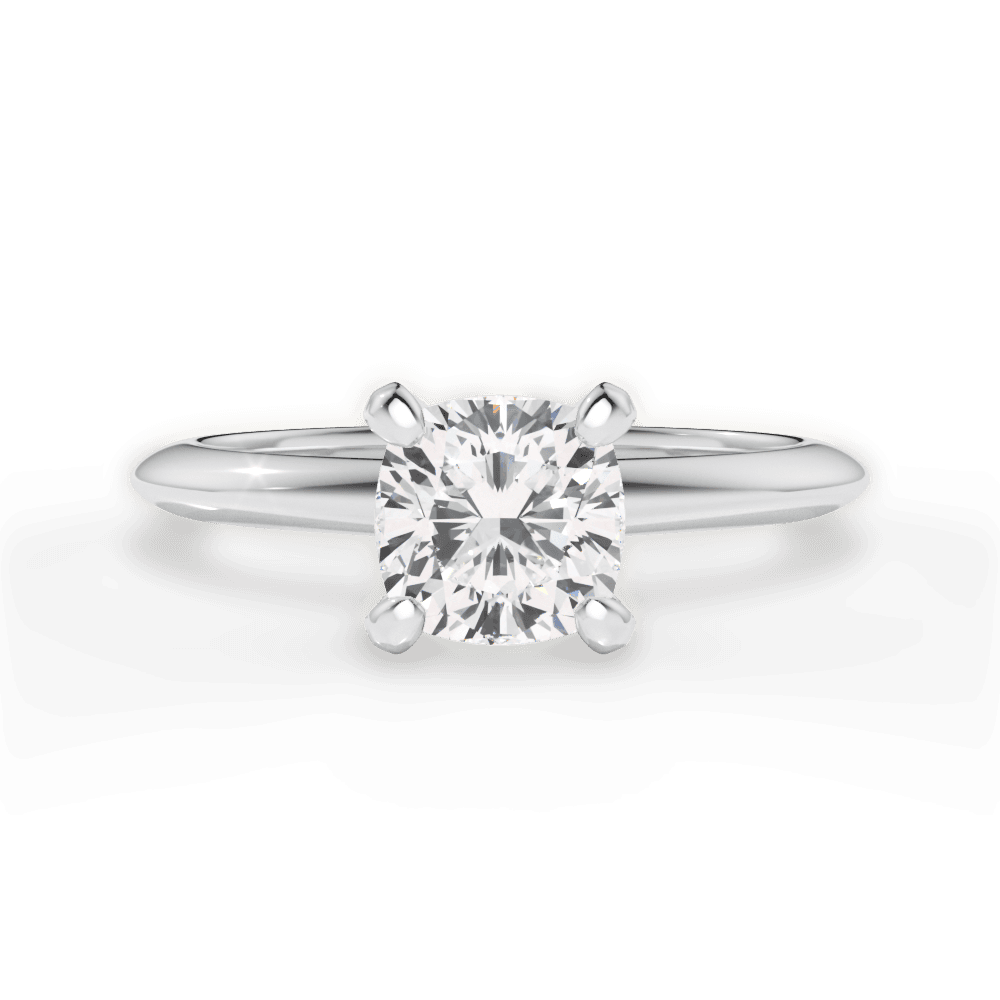 14kt White Gold/18kt White Gold/Platinum/cushion/top