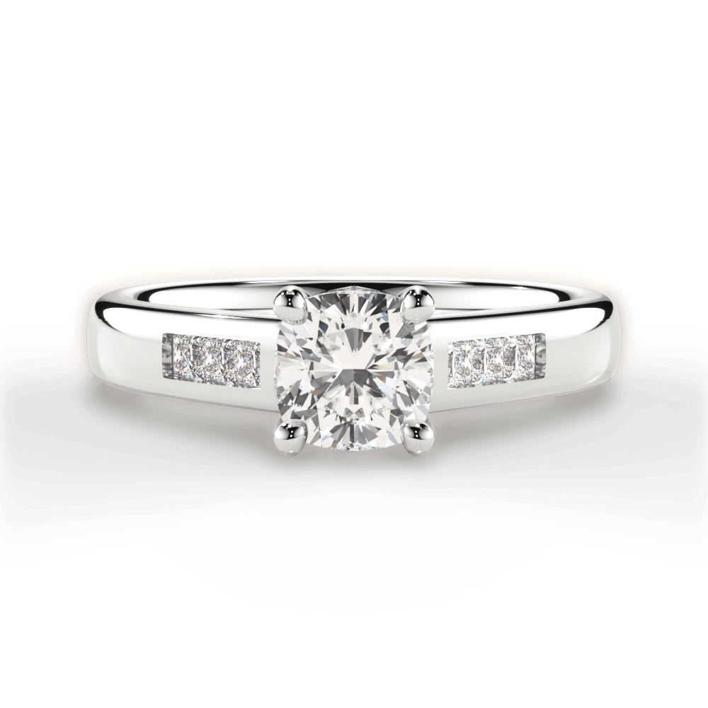 14kt White Gold/18kt White Gold/Platinum/cushion/top