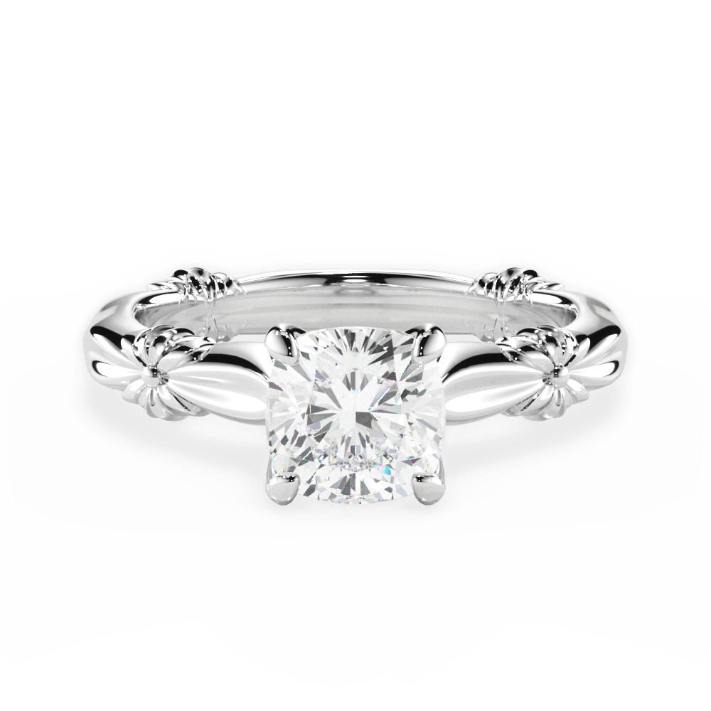 14kt White Gold/18kt White Gold/Platinum/cushion/top