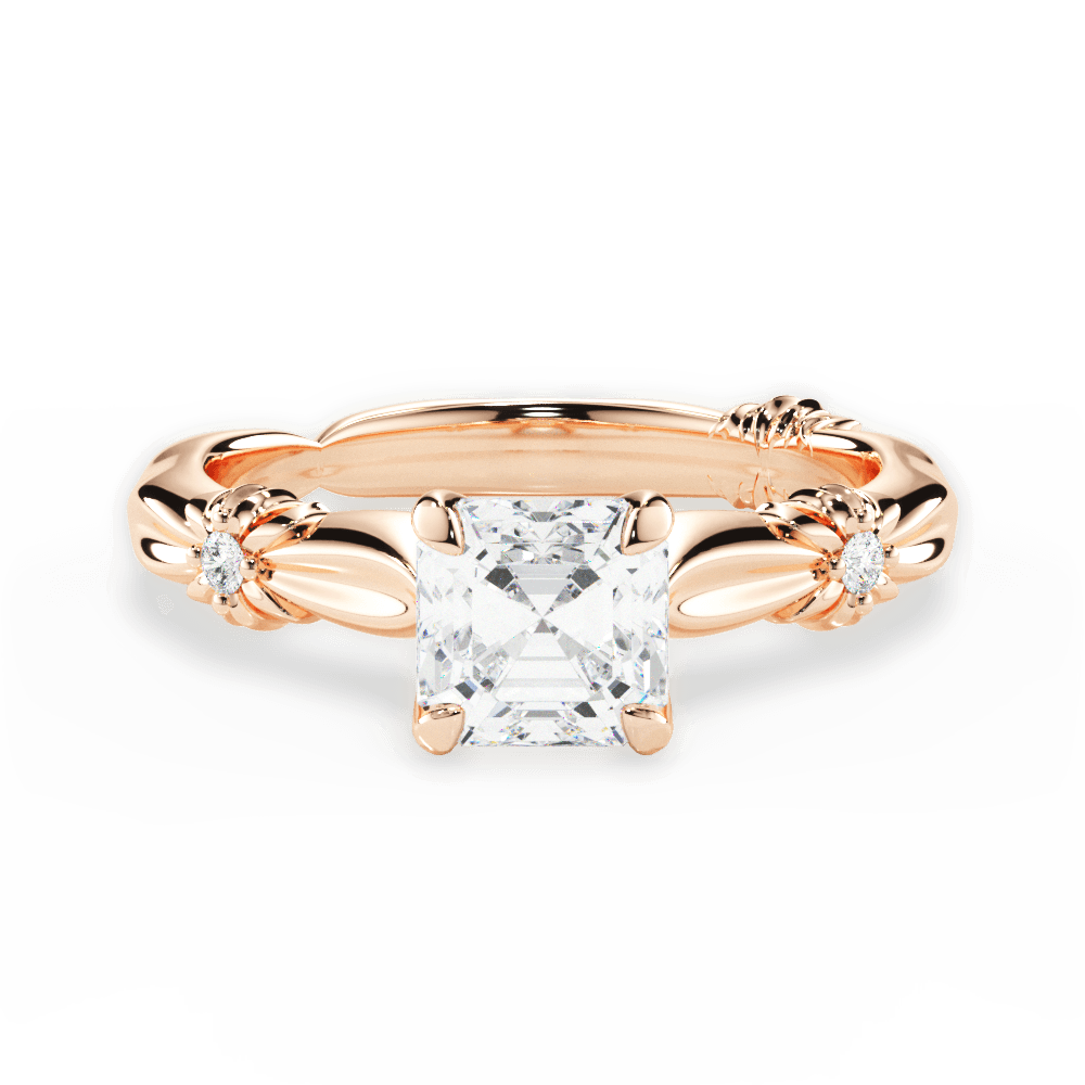 14kt Rose Gold/18kt Rose Gold/asscher/top