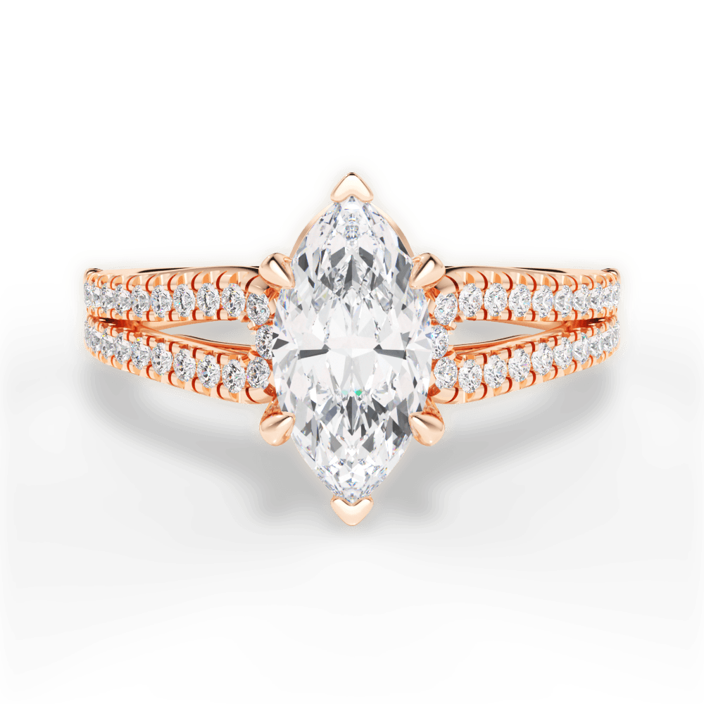 14kt Rose Gold/18kt Rose Gold/marquise/top
