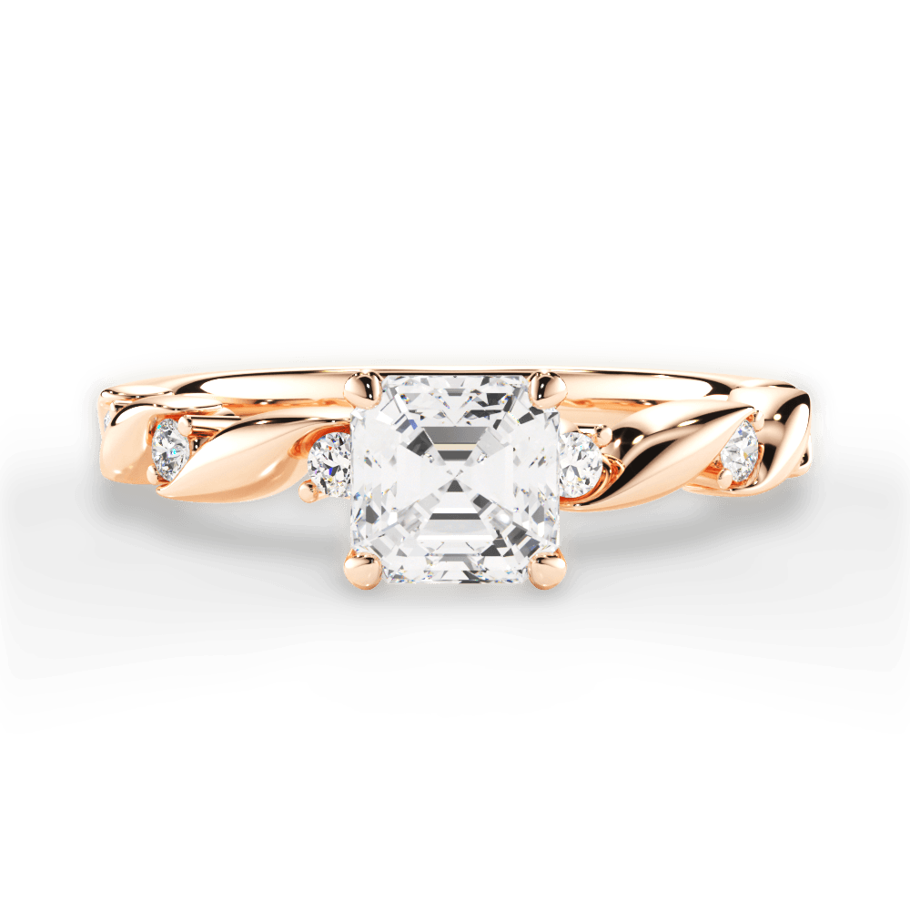 14kt Rose Gold/18kt Rose Gold/asscher/top