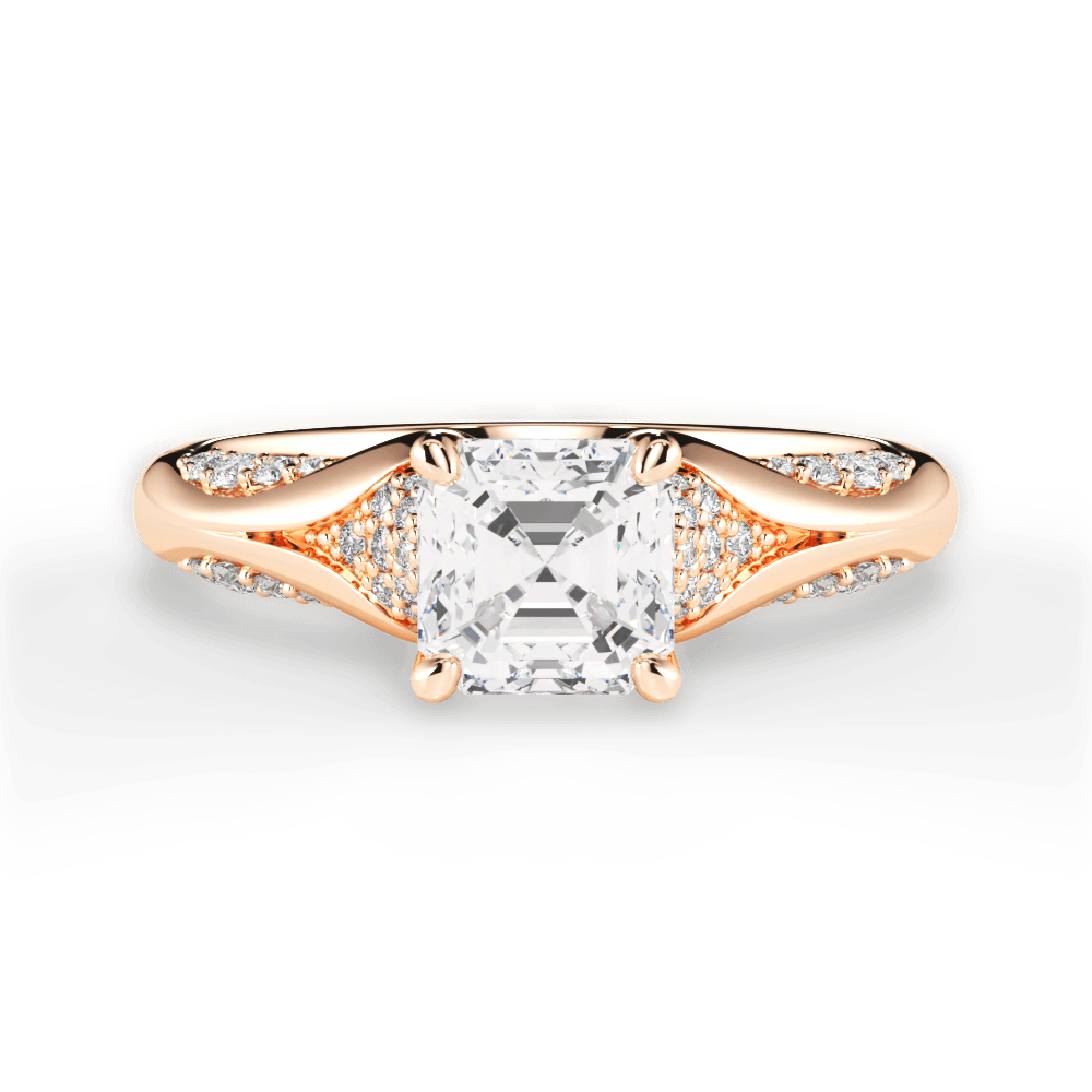 14kt Rose Gold/18kt Rose Gold/asscher/top