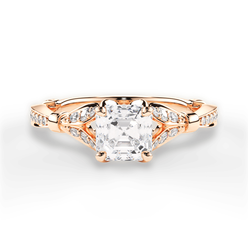 14kt Rose Gold/18kt Rose Gold/asscher/top