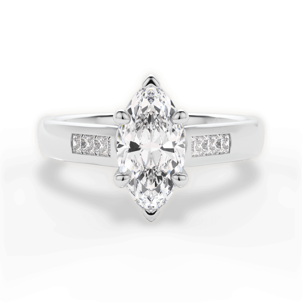 14kt White Gold/18kt White Gold/Platinum/marquise/top