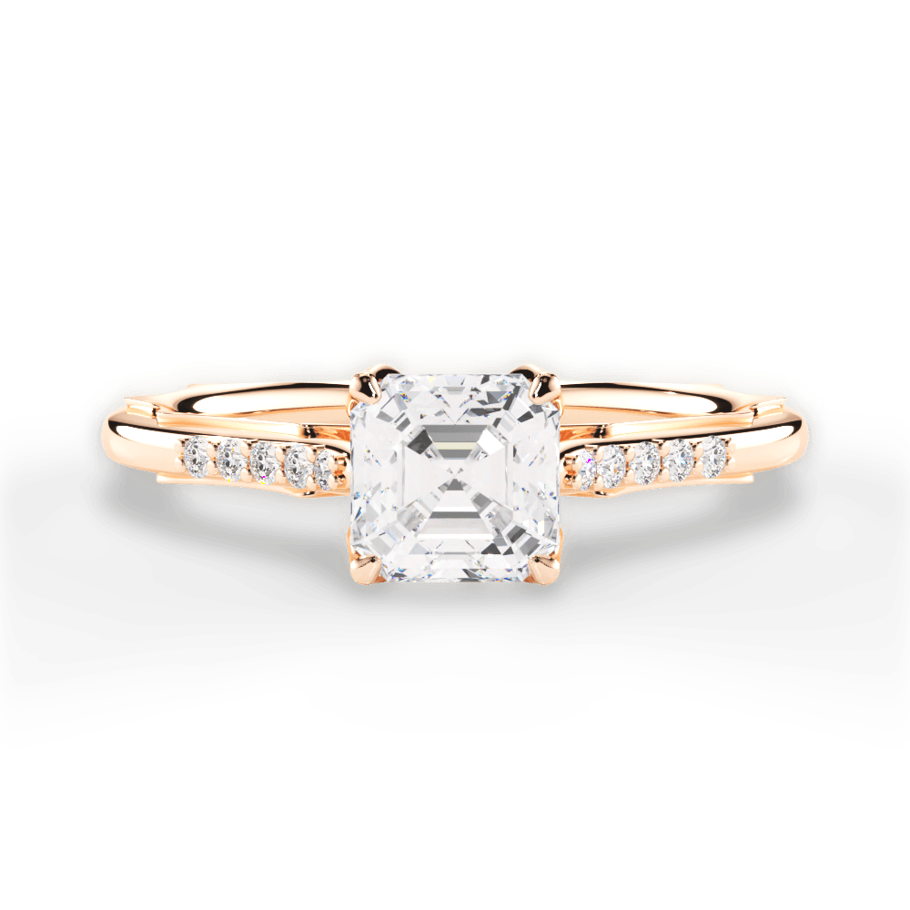 14kt Rose Gold/18kt Rose Gold/asscher/top