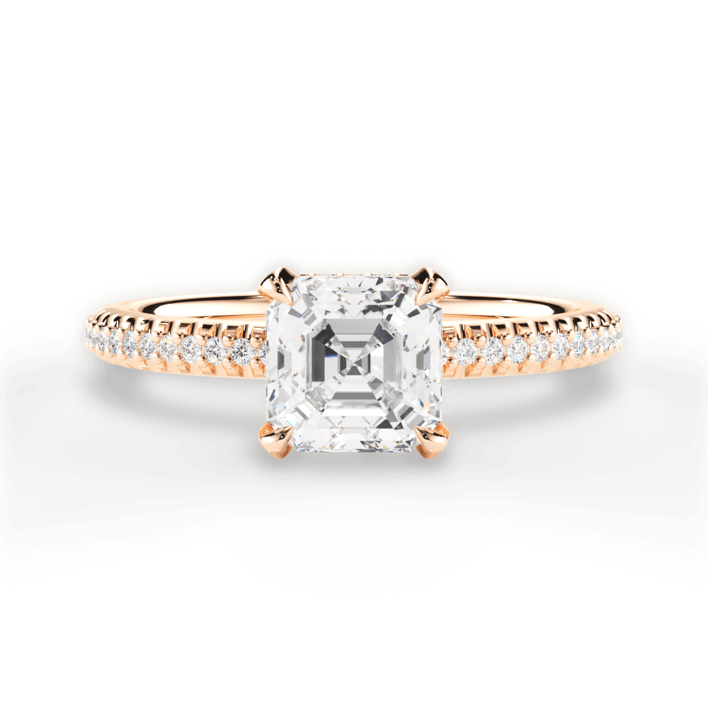 14kt Rose Gold/18kt Rose Gold/asscher/top