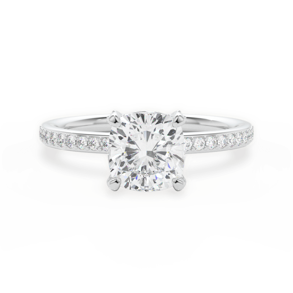 14kt White Gold/18kt White Gold/Platinum/cushion/top