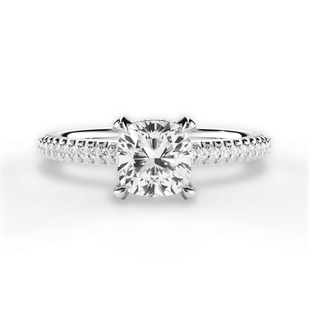 14kt White Gold/18kt White Gold/Platinum/cushion/top