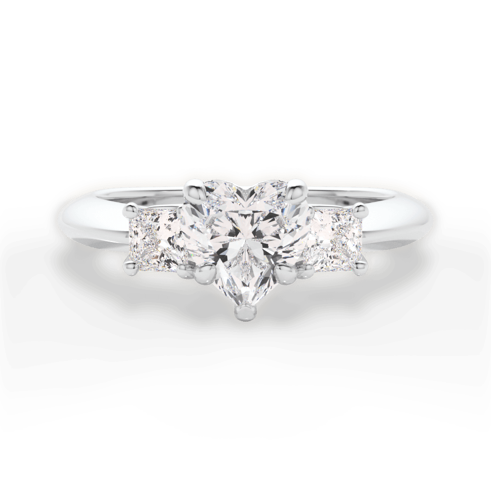 14kt White Gold/18kt White Gold/Platinum/heart/top