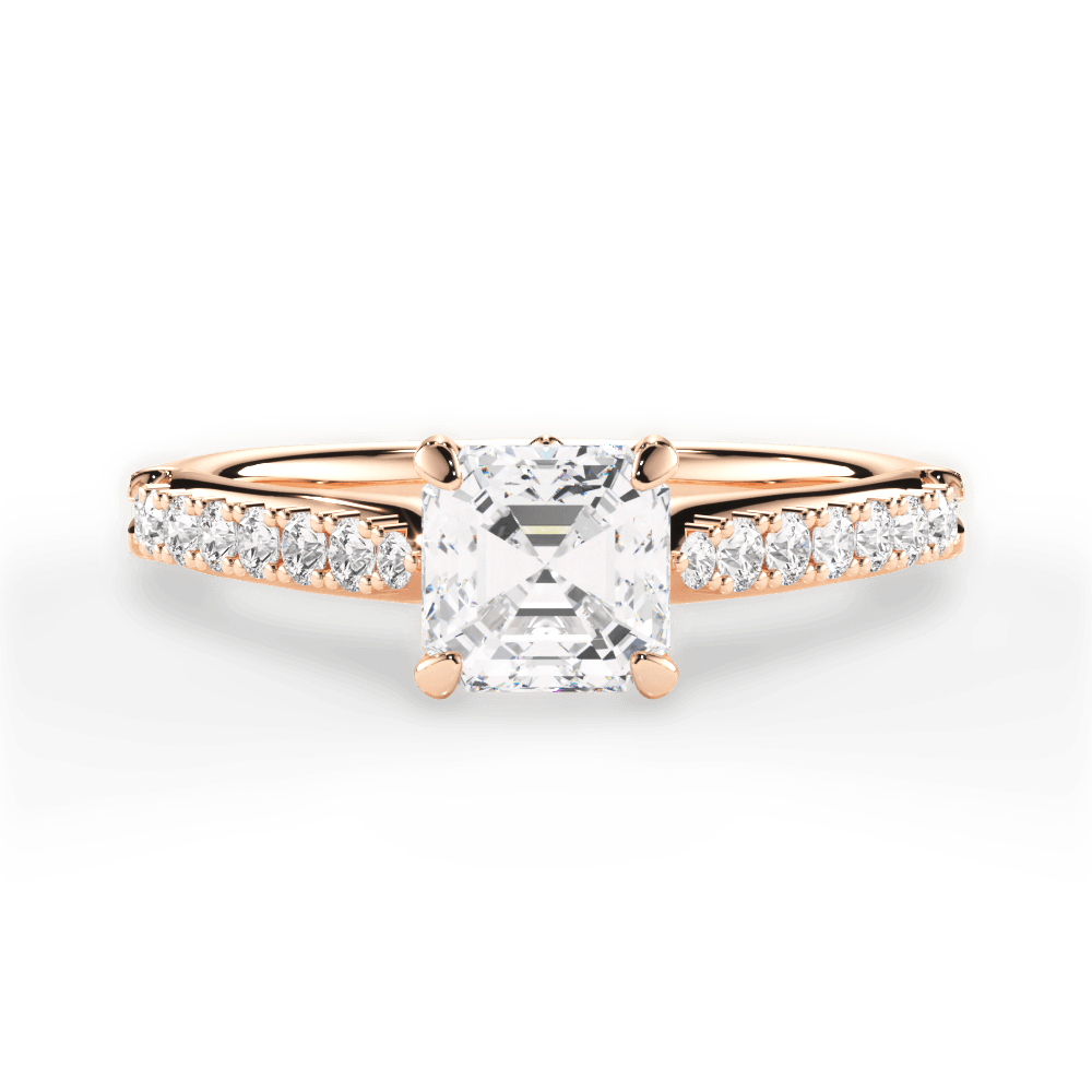 14kt Rose Gold/18kt Rose Gold/asscher/top