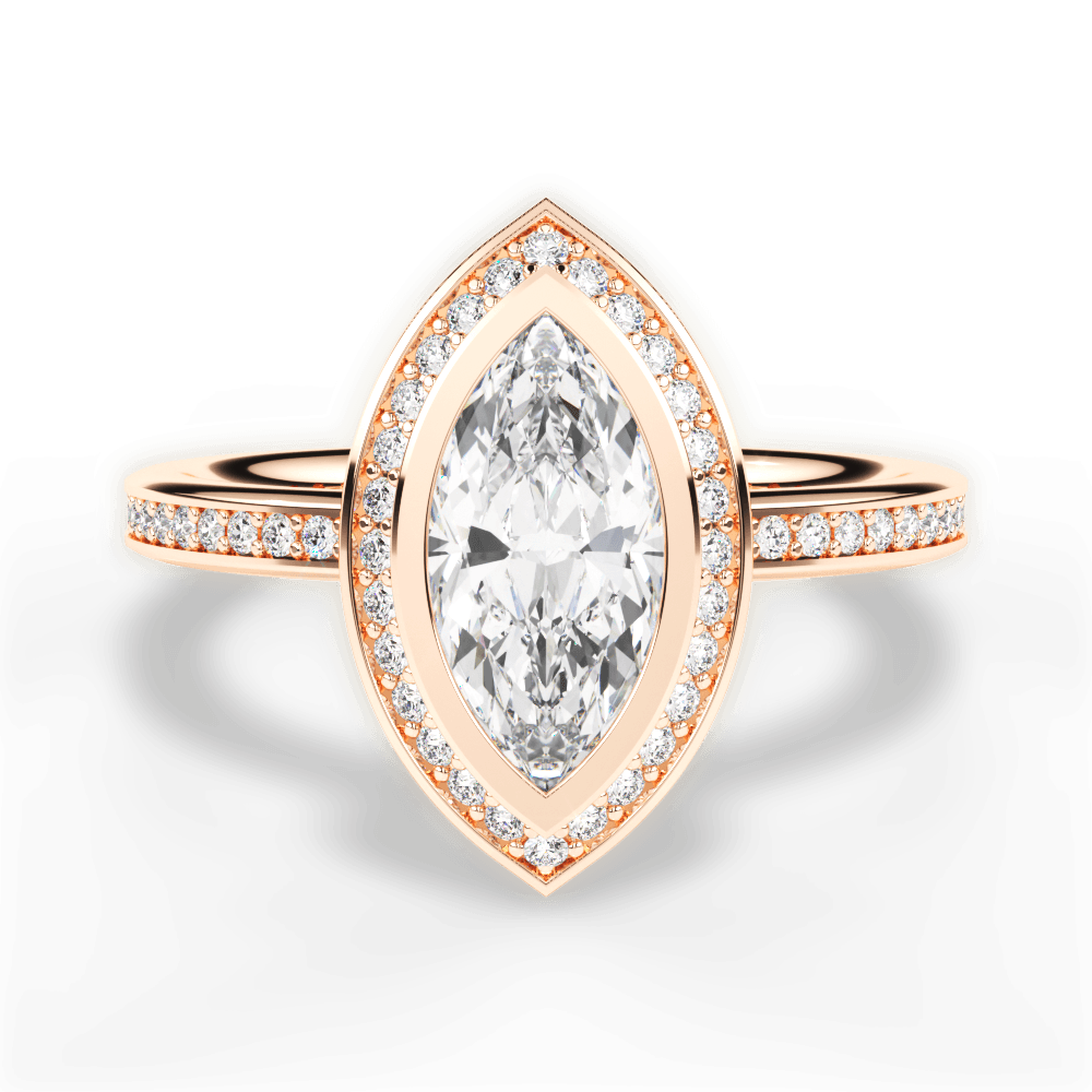 14kt Rose Gold/18kt Rose Gold/marquise/top