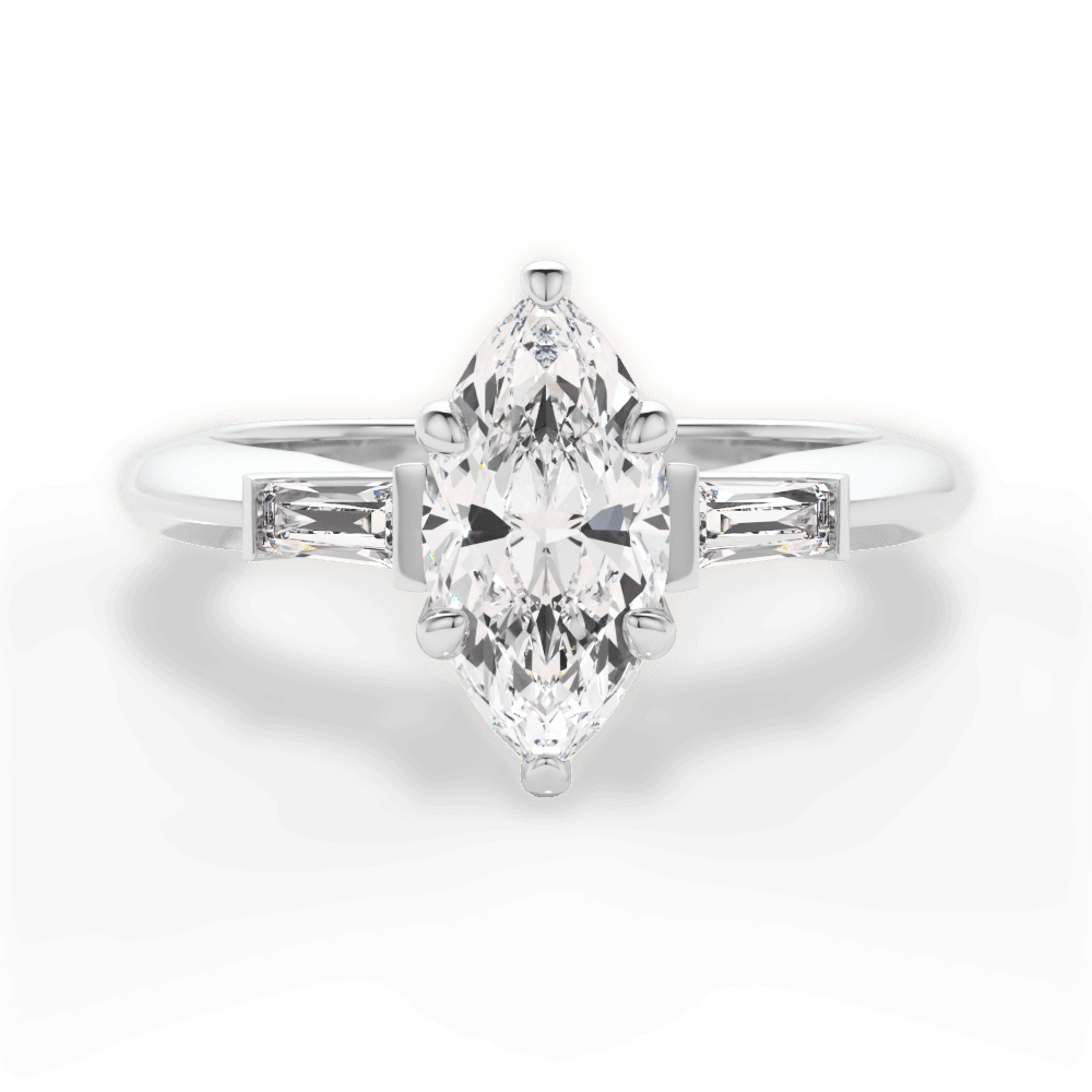 14kt White Gold/18kt White Gold/Platinum/marquise/top