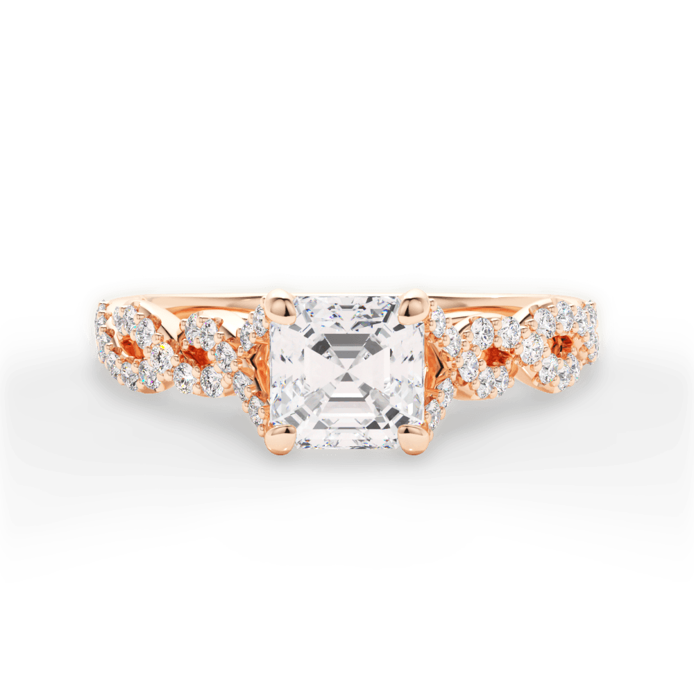 14kt Rose Gold/18kt Rose Gold/asscher/top