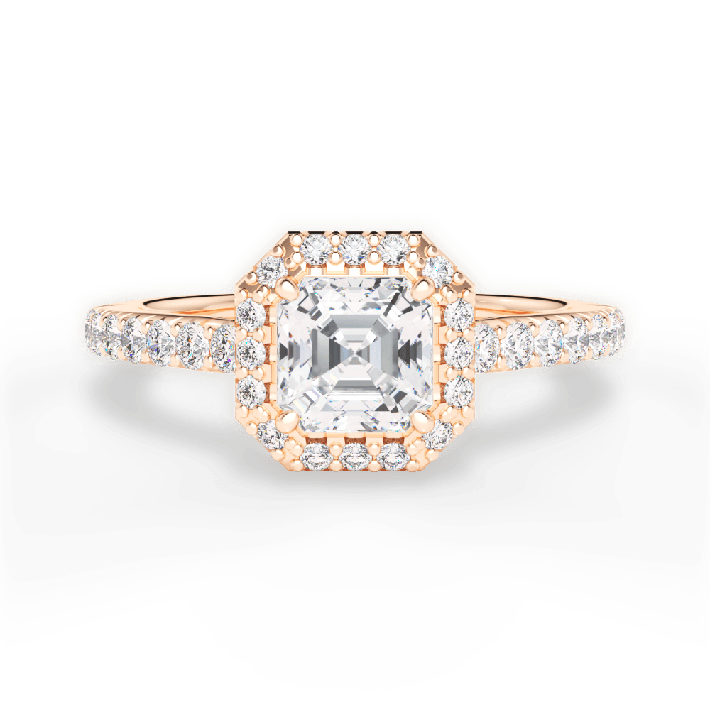 14kt Rose Gold/18kt Rose Gold/asscher/top