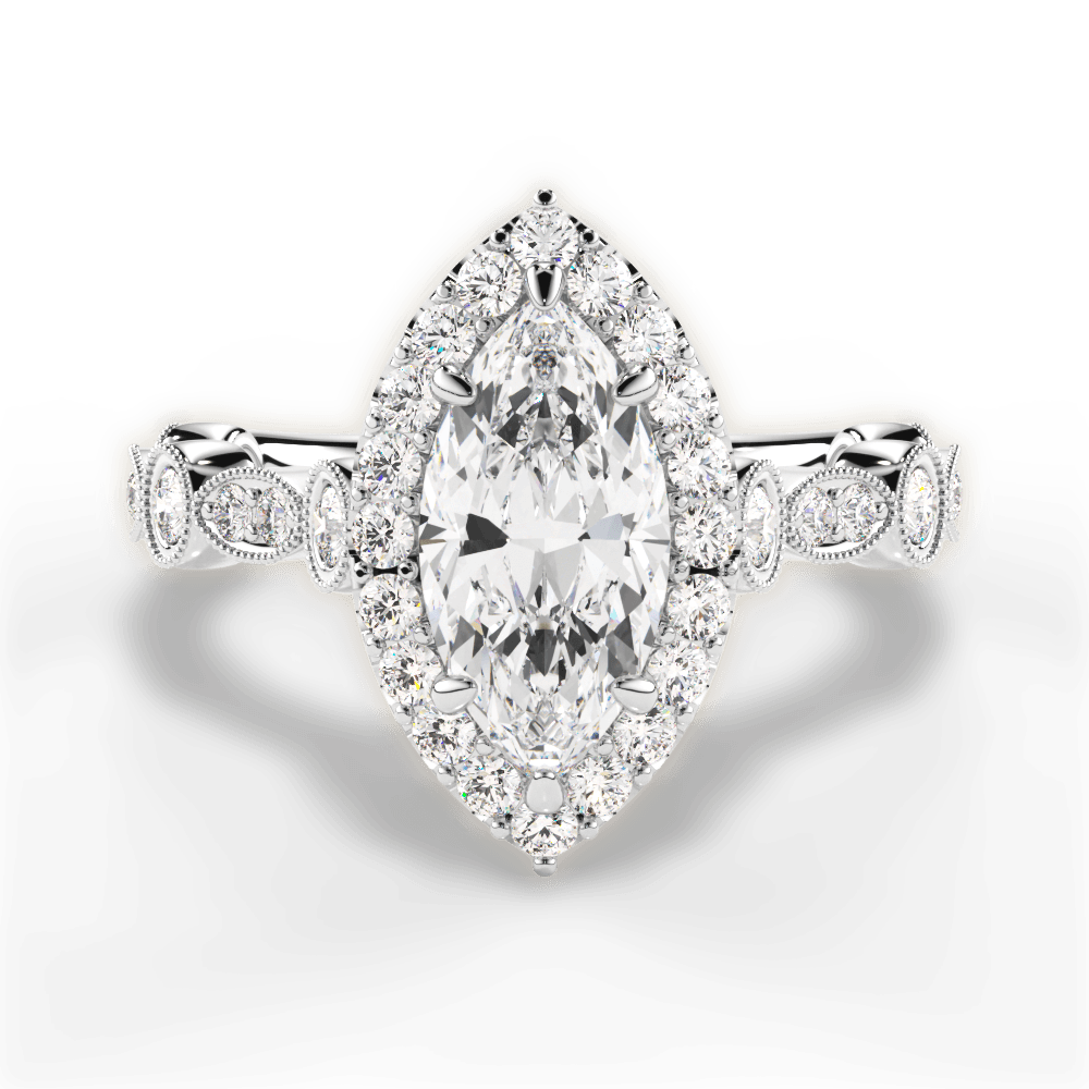 14kt White Gold/18kt White Gold/Platinum/marquise/top