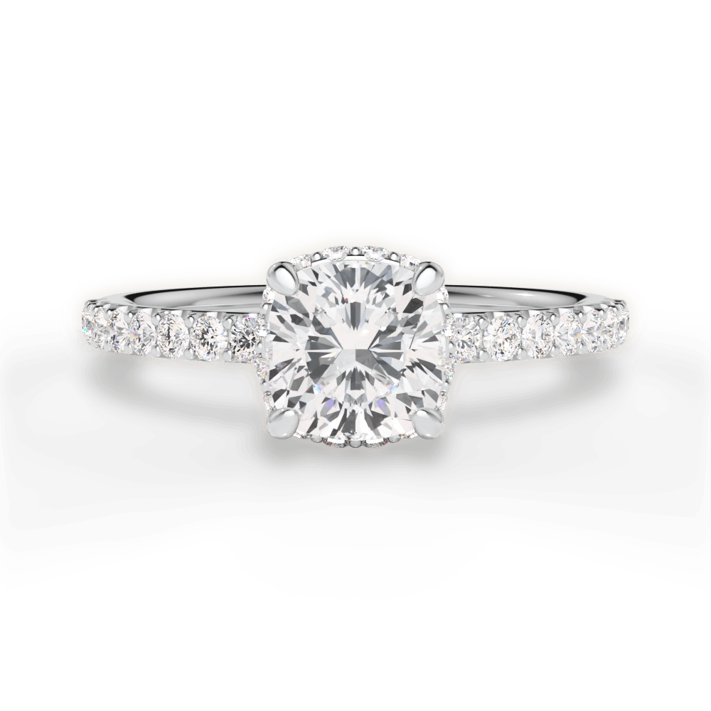 14kt White Gold/18kt White Gold/Platinum/cushion/top