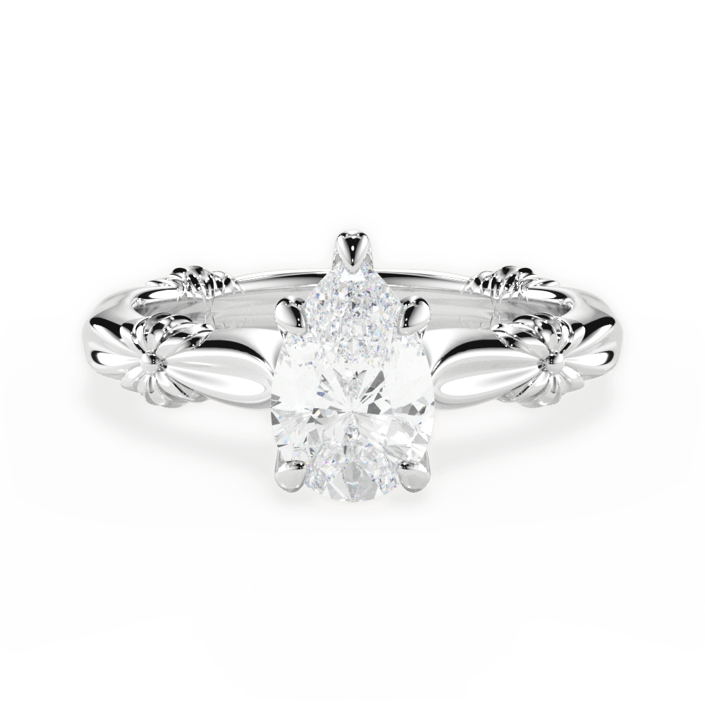 14kt White Gold/18kt White Gold/Platinum/pear/top