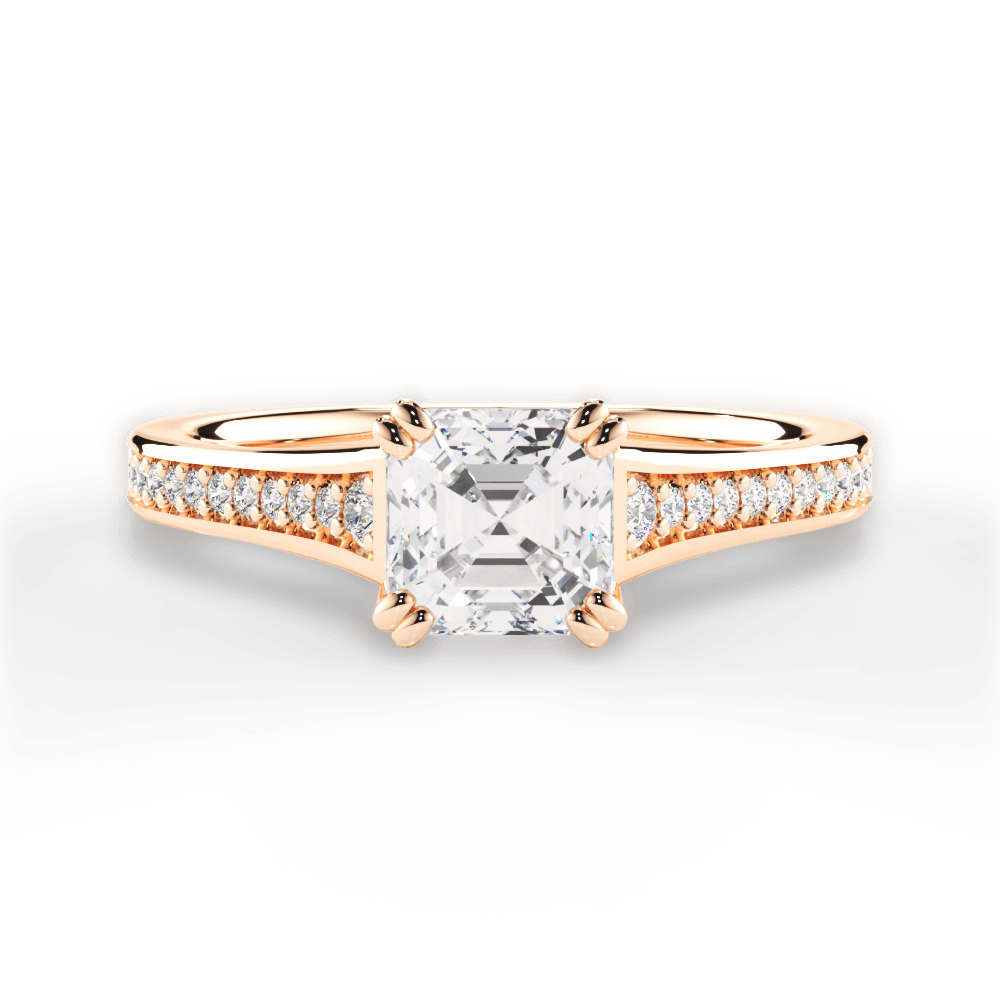 14kt Rose Gold/18kt Rose Gold/asscher/top